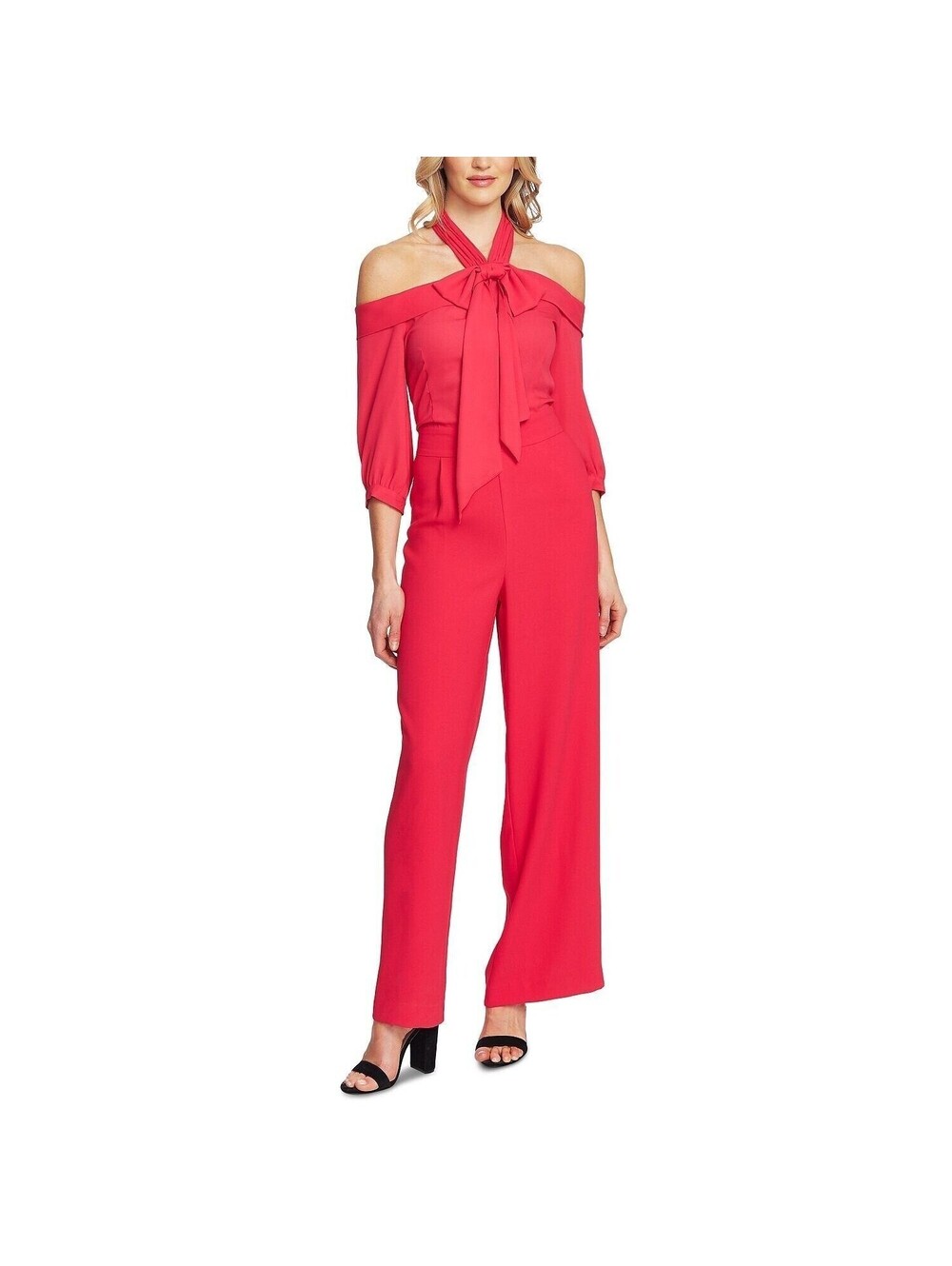NEW Cece Pink Cold-Shoulder Tie-Neck Jumpsuit Size 2